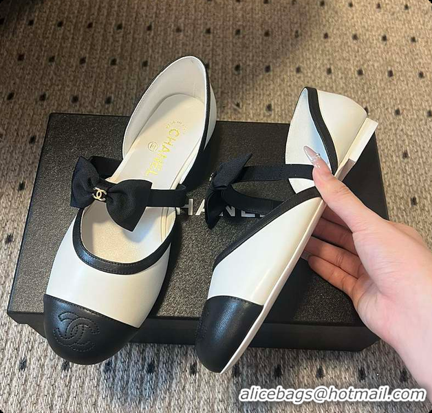 Grade Quality Chanel Mary Janes Mesh & Grosgrain White & Black 60703011