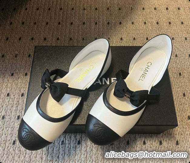 Grade Quality Chanel Mary Janes Mesh & Grosgrain White & Black 60703011