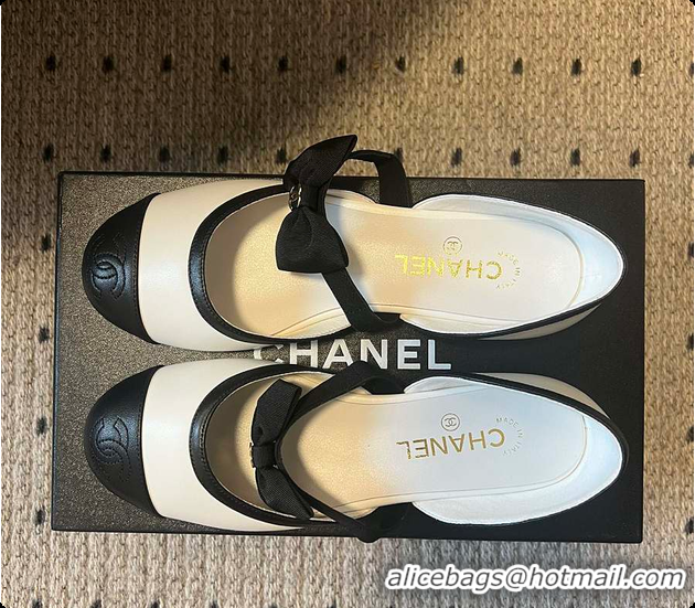 Grade Quality Chanel Mary Janes Mesh & Grosgrain White & Black 60703011