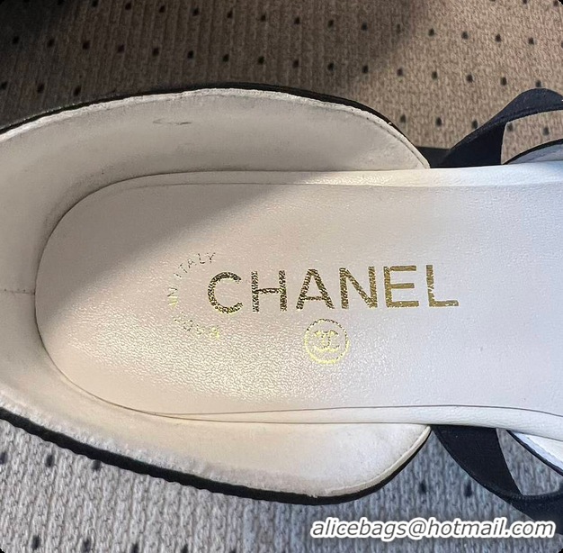 Grade Quality Chanel Mary Janes Mesh & Grosgrain White & Black 60703011