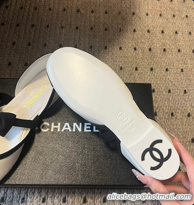 Grade Quality Chanel Mary Janes Mesh & Grosgrain White & Black 60703011