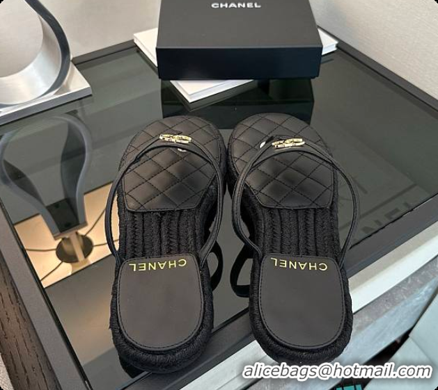 Best Grade Chanel Coco Beach Flip flops Suede Black 60703012