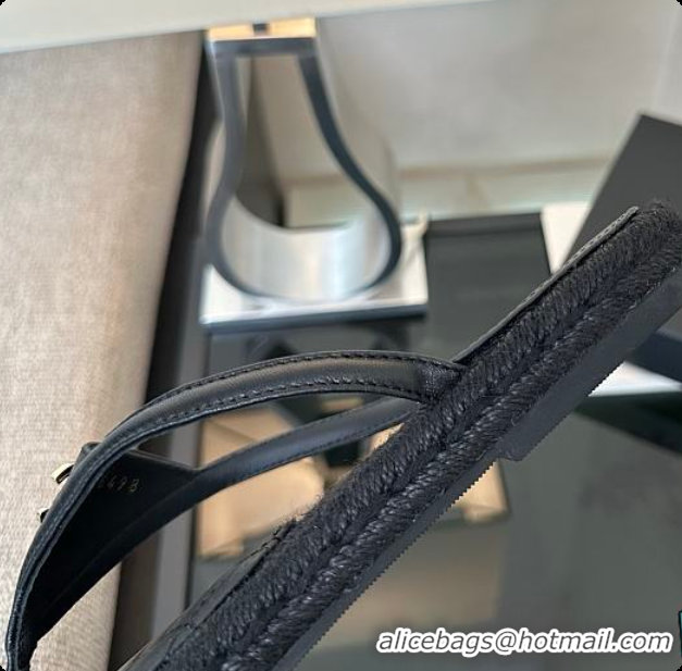 Best Grade Chanel Coco Beach Flip flops Suede Black 60703012