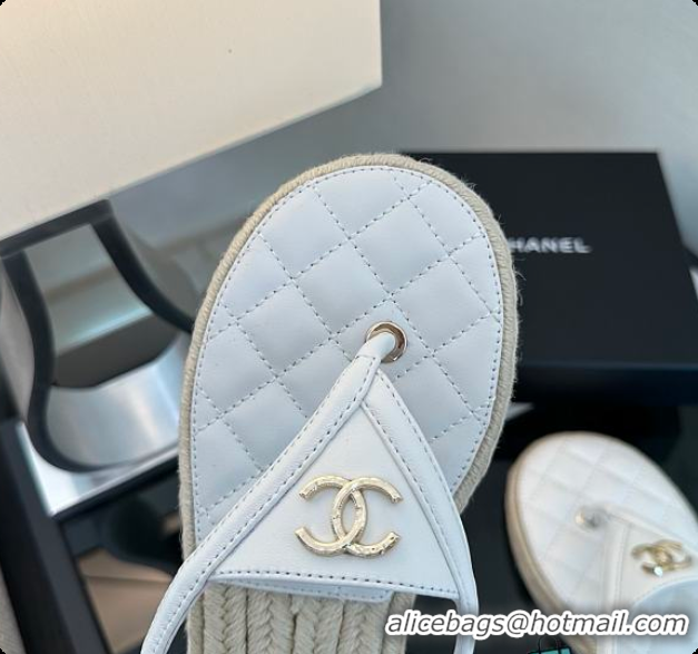 Low Price Chanel Coco Beach Flip flops Suede White 60703012