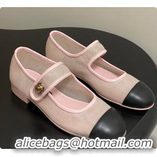 Shop Duplicate Chanel Mary Janes Fabric & Grosgrain Pink & Black 60703013