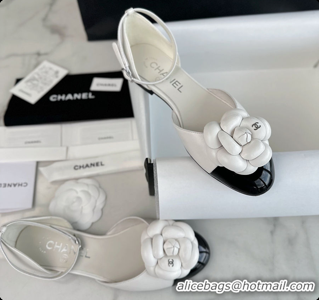 Sumptuous Chanel Slingback Kitten Heels with A Camellia Embellishment 60703014