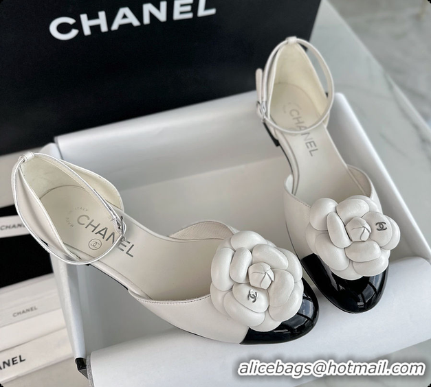 Sumptuous Chanel Slingback Kitten Heels with A Camellia Embellishment 60703014