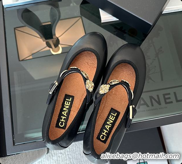 Low Price Chanel Camellia Charm Mary Jane Flats 60703015