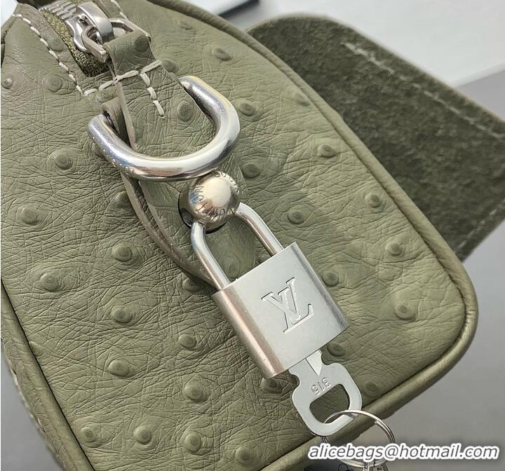 New Fashion Louis Vuitton Speedy 18 Bandoulière Khaki Green Ostrich leather/calfskin and suede M29063 2026