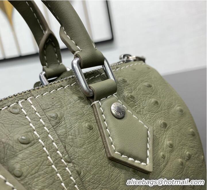 New Fashion Louis Vuitton Speedy 18 Bandoulière Khaki Green Ostrich leather/calfskin and suede M29063 2026