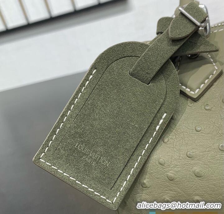 New Fashion Louis Vuitton Speedy 18 Bandoulière Khaki Green Ostrich leather/calfskin and suede M29063 2026
