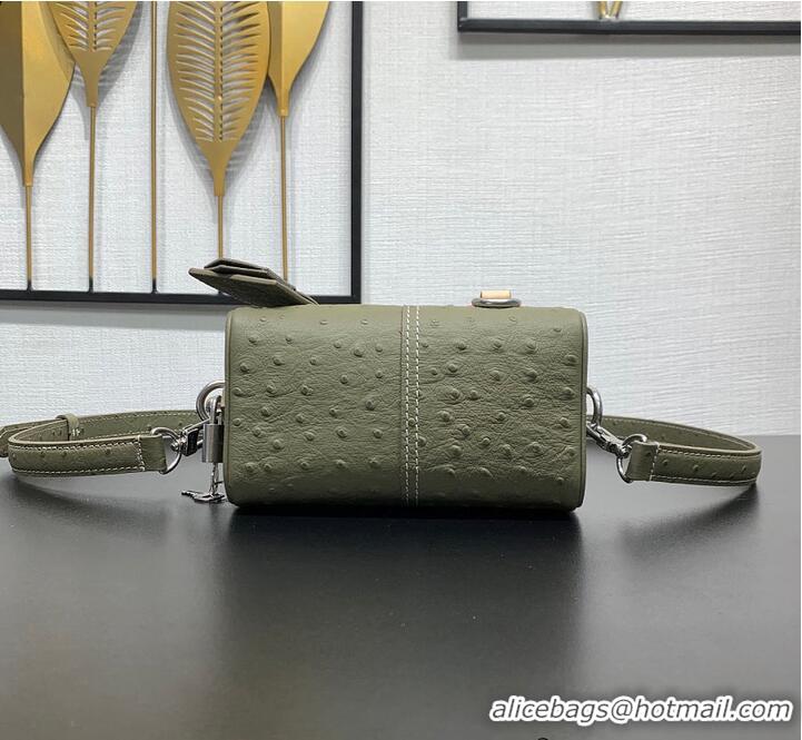 New Fashion Louis Vuitton Speedy 18 Bandoulière Khaki Green Ostrich leather/calfskin and suede M29063 2026