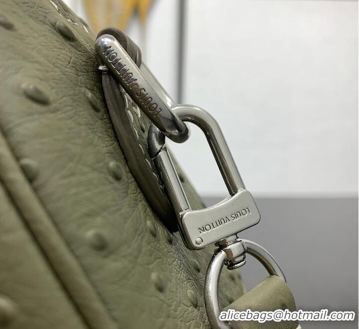 New Fashion Louis Vuitton Speedy 18 Bandoulière Khaki Green Ostrich leather/calfskin and suede M29063 2026