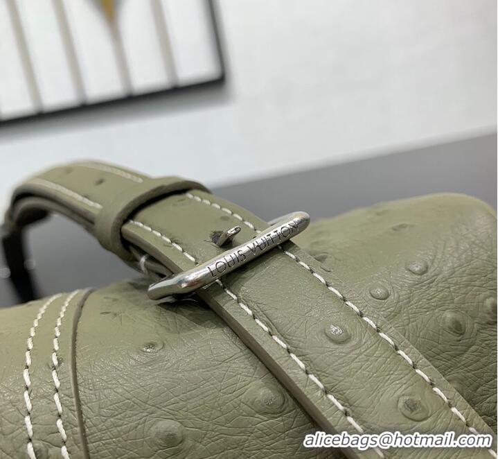 New Fashion Louis Vuitton Speedy 18 Bandoulière Khaki Green Ostrich leather/calfskin and suede M29063 2026