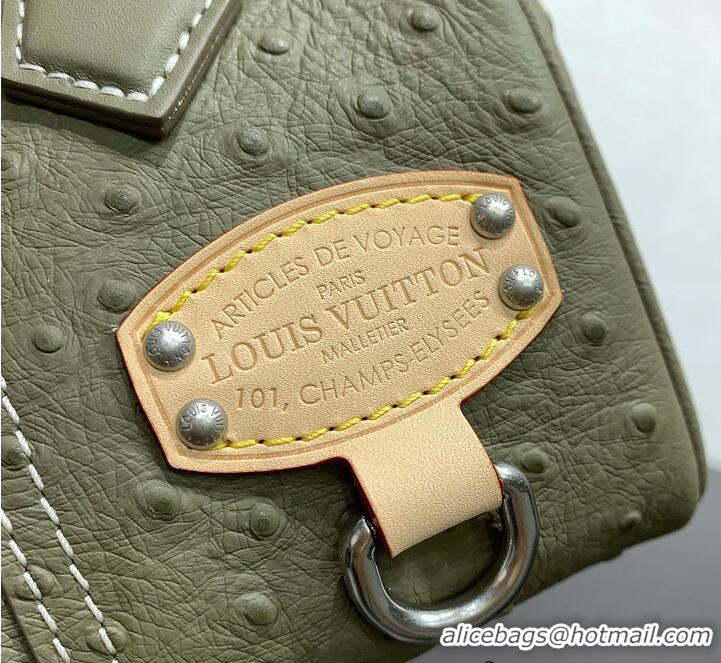New Fashion Louis Vuitton Speedy 18 Bandoulière Khaki Green Ostrich leather/calfskin and suede M29063 2026