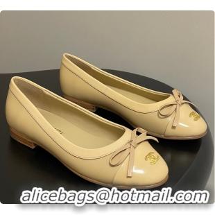 Buy Luxury Chanel Ballet Flats Beige Patent Leather 60703015
