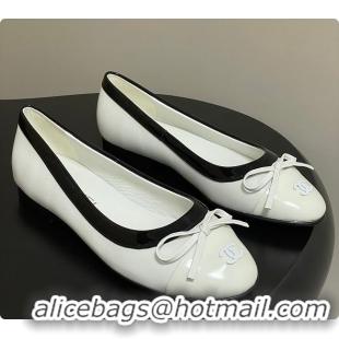 Perfect Chanel Ballet Flats White Patent Leather 60703015