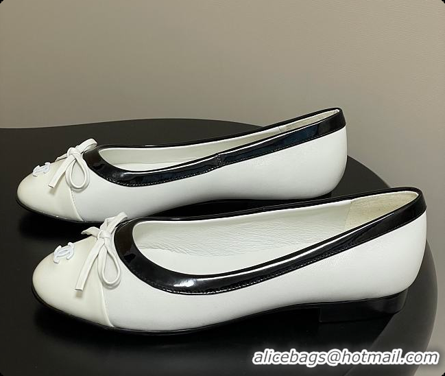 Perfect Chanel Ballet Flats White Patent Leather 60703015