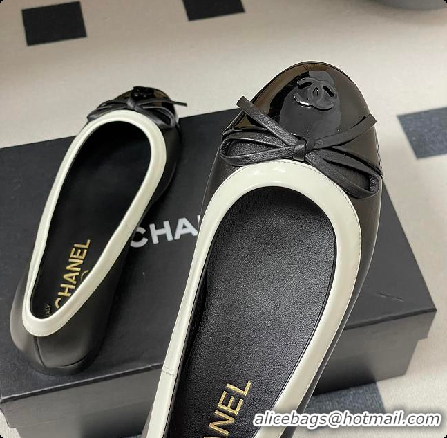 Good Quality Chanel Ballet Flats Black Patent Leather 60703015