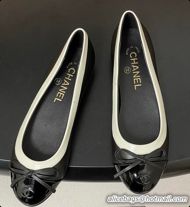 Good Quality Chanel Ballet Flats Black Patent Leather 60703015