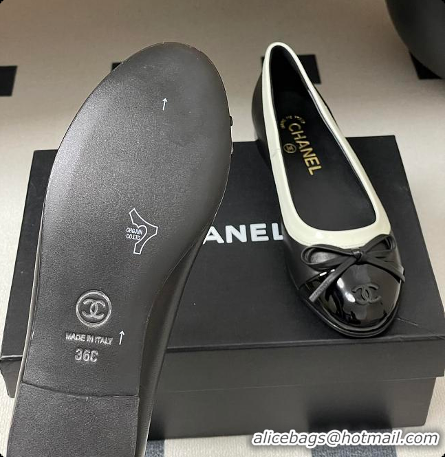 Good Quality Chanel Ballet Flats Black Patent Leather 60703015