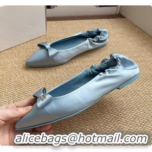 Sumptuous Chanel Ballerina Shoes Silk Satin Fabric Blue 60703017