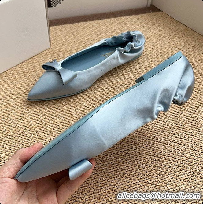 Sumptuous Chanel Ballerina Shoes Silk Satin Fabric Blue 60703017