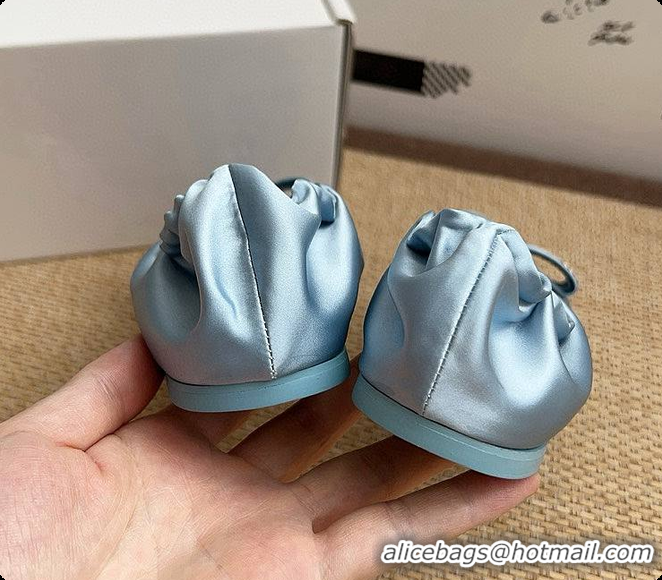 Sumptuous Chanel Ballerina Shoes Silk Satin Fabric Blue 60703017
