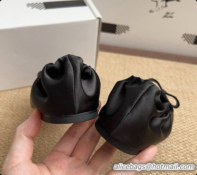Expensive Chanel Ballerina Shoes Silk Satin Fabric Black 60703017