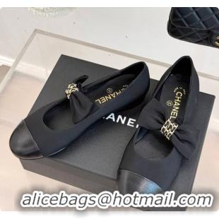 Cheap Price Chanel Mary Janes Grosgrain & Calfskin Black 60703018