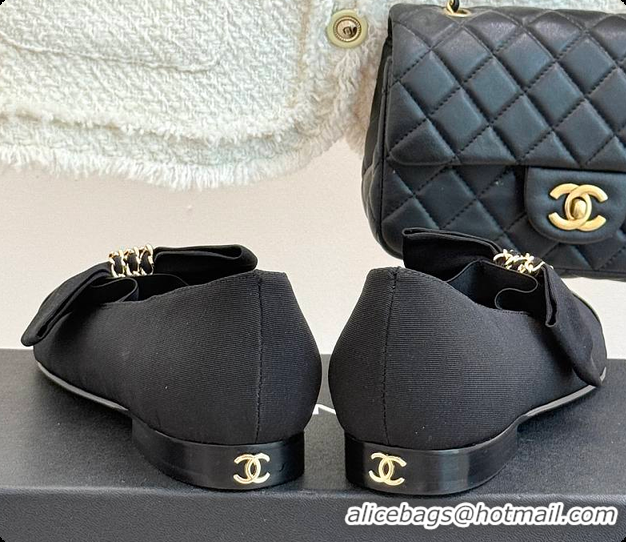 Cheap Price Chanel Mary Janes Grosgrain & Calfskin Black 60703018