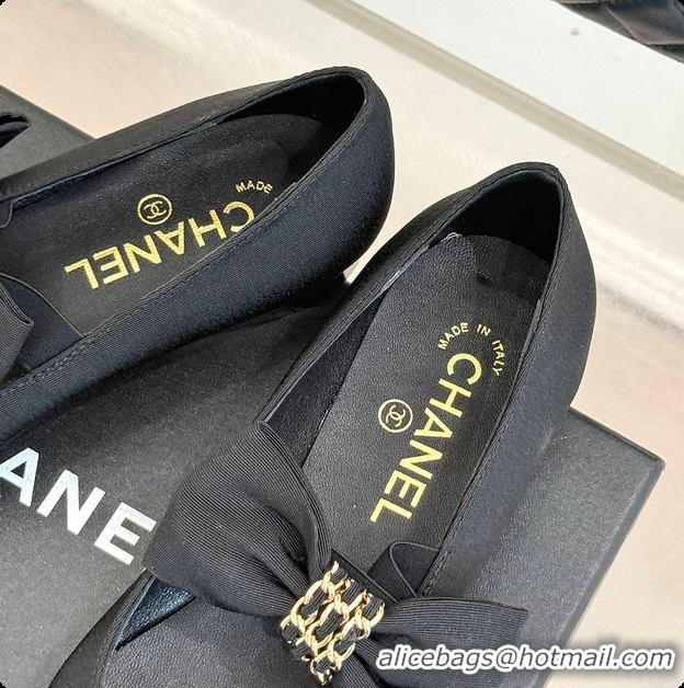 Cheap Price Chanel Mary Janes Grosgrain & Calfskin Black 60703018