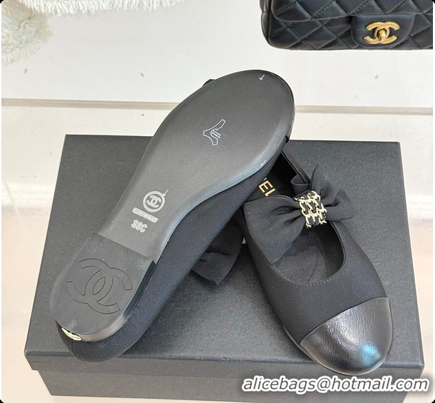 Cheap Price Chanel Mary Janes Grosgrain & Calfskin Black 60703018