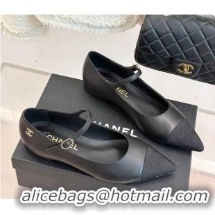 Grade Quality Chanel Mary Janes Lambskin & Grosgrain Black 60703019