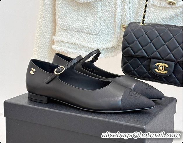 Grade Quality Chanel Mary Janes Lambskin & Grosgrain Black 60703019
