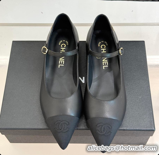 Grade Quality Chanel Mary Janes Lambskin & Grosgrain Black 60703019