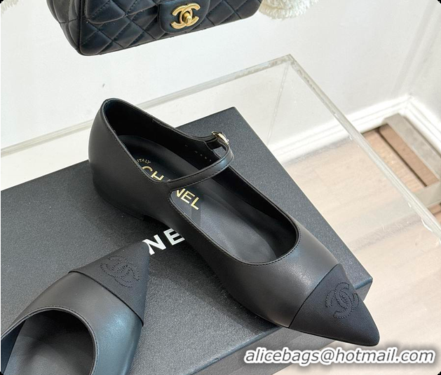 Grade Quality Chanel Mary Janes Lambskin & Grosgrain Black 60703019
