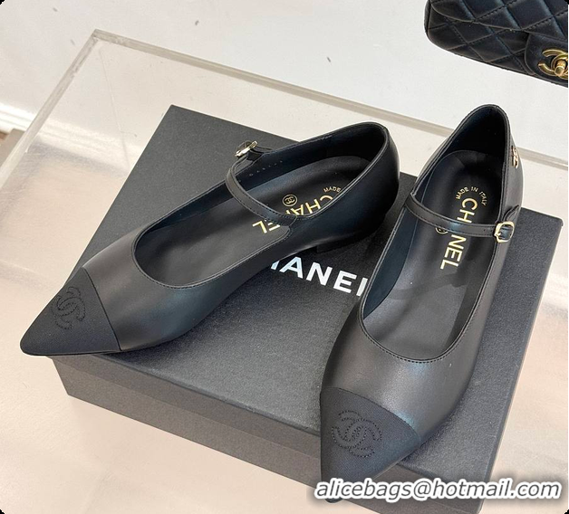 Grade Quality Chanel Mary Janes Lambskin & Grosgrain Black 60703019