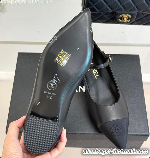 Grade Quality Chanel Mary Janes Lambskin & Grosgrain Black 60703019