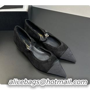 Best Grade Chanel Mary Janes Satin, Glitter & Grosgrain Black 60703020