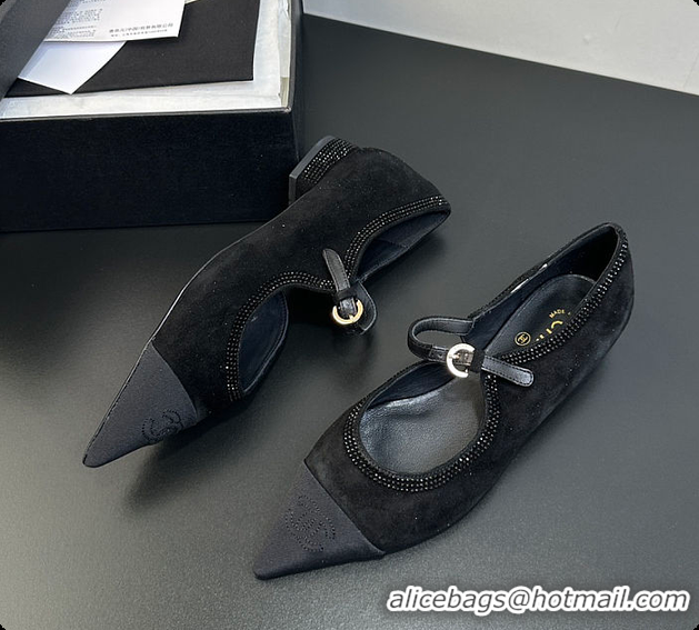 Best Grade Chanel Mary Janes Satin, Glitter & Grosgrain Black 60703020