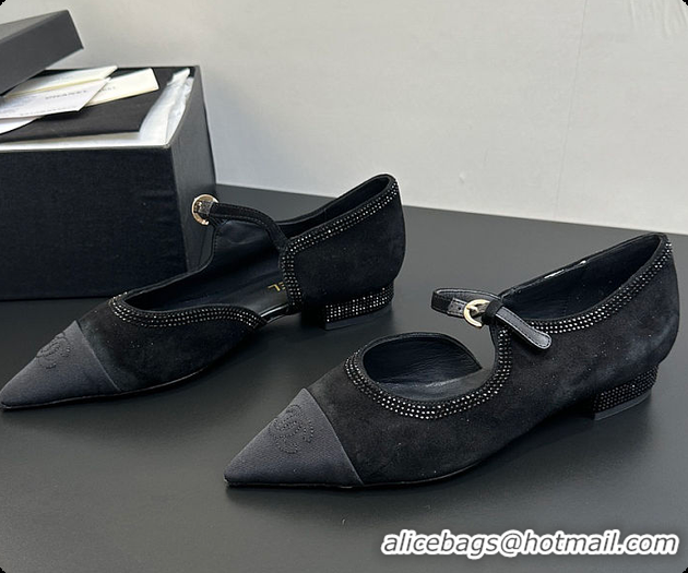 Best Grade Chanel Mary Janes Satin, Glitter & Grosgrain Black 60703020