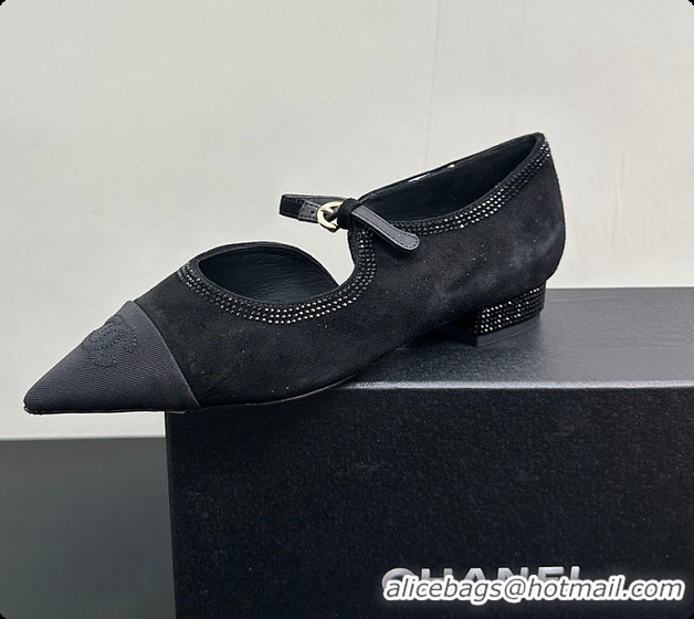 Best Grade Chanel Mary Janes Satin, Glitter & Grosgrain Black 60703020