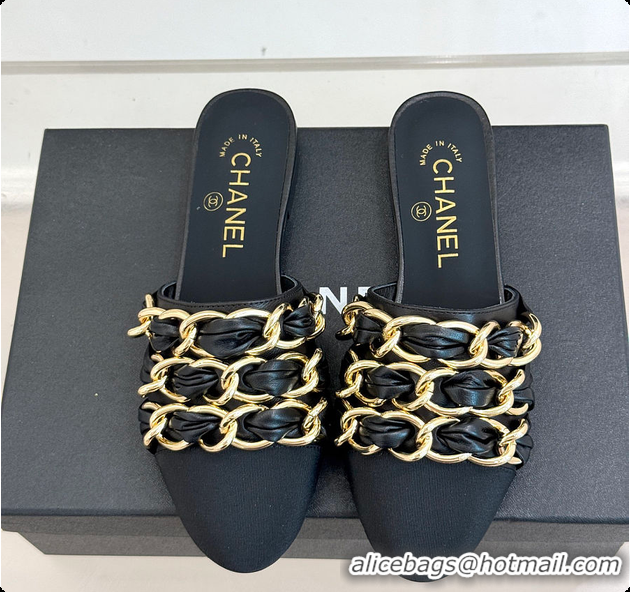 Hot Style Chanel Mules Lambskin & Grosgrain Black 60703021