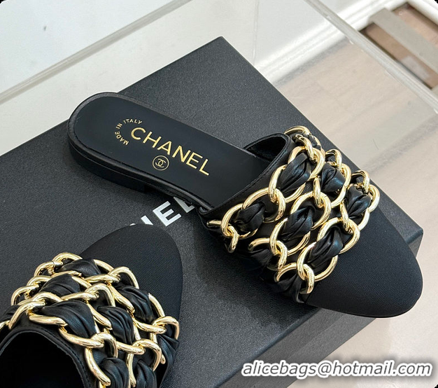 Hot Style Chanel Mules Lambskin & Grosgrain Black 60703021