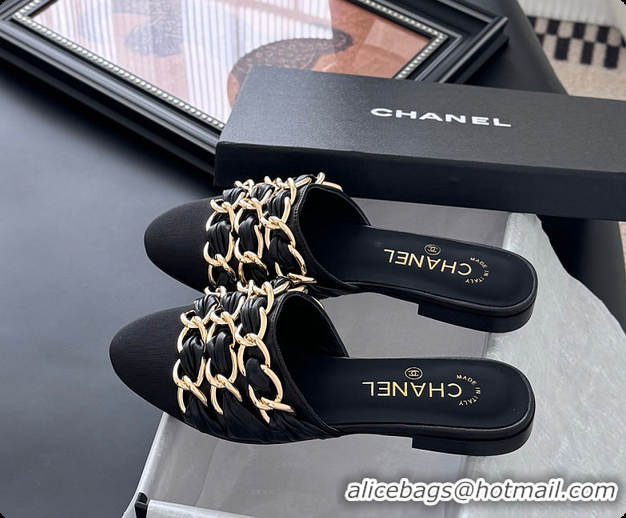 Hot Style Chanel Mules Lambskin & Grosgrain Black 60703021