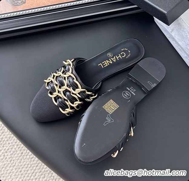 Hot Style Chanel Mules Lambskin & Grosgrain Black 60703021