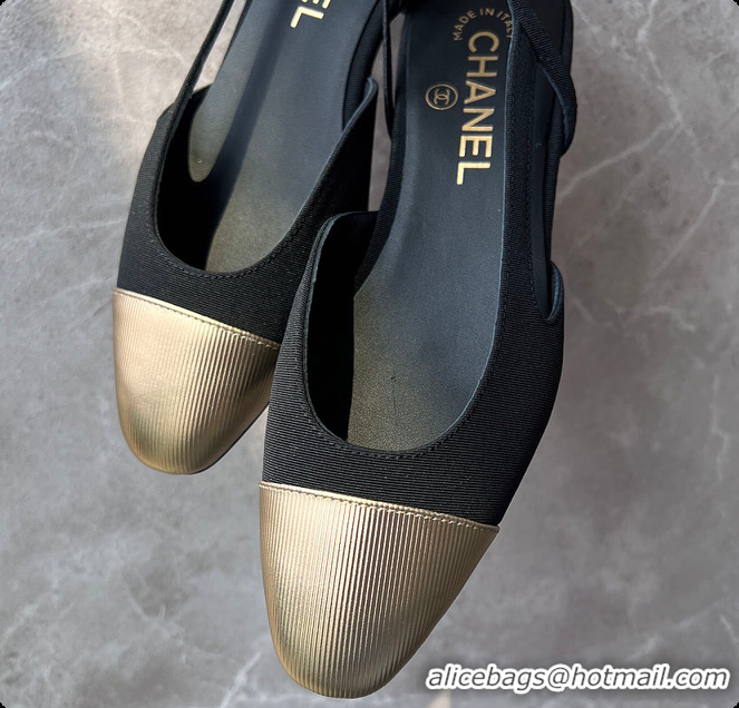 Purchase Chanel Slingbacks Calfskin & Metal Black & Gold 60703022