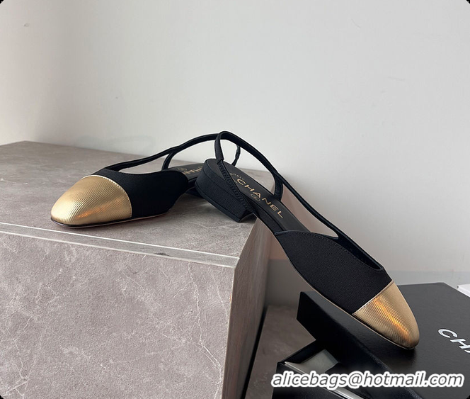 Purchase Chanel Slingbacks Calfskin & Metal Black & Gold 60703022