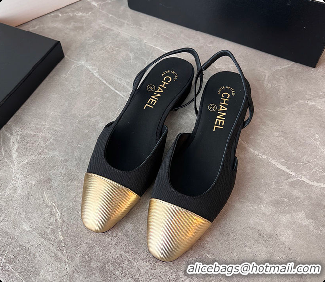 Purchase Chanel Slingbacks Calfskin & Metal Black & Gold 60703022